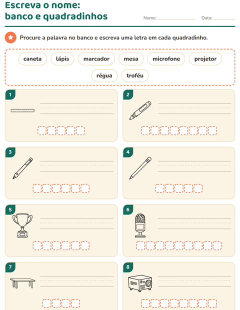 Pré-visualização da ficha de Escreva o nome da figura com Sala de aula (P&B) para 1º ano do ensino fundamental