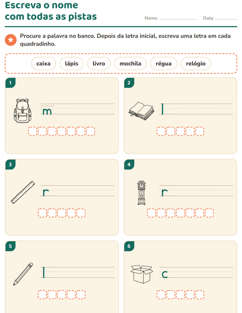 Pré-visualização da ficha de Escreva o nome da figura com Educação PB para 1º ano do ensino fundamental