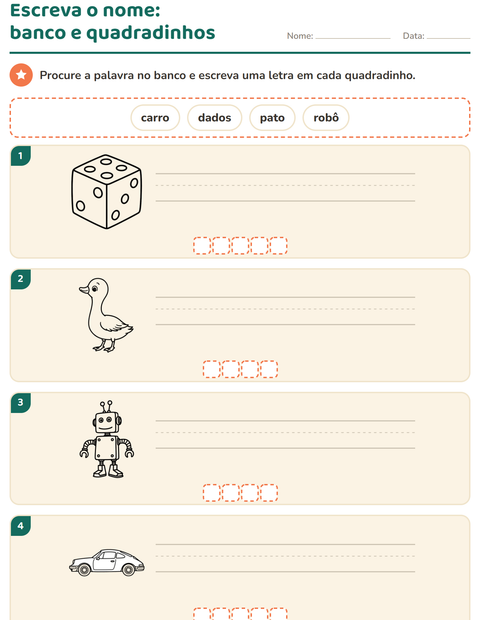Pré-visualização da ficha de Escreva o nome da figura com Brinquedos PB 2 para 1º ano do ensino fundamental