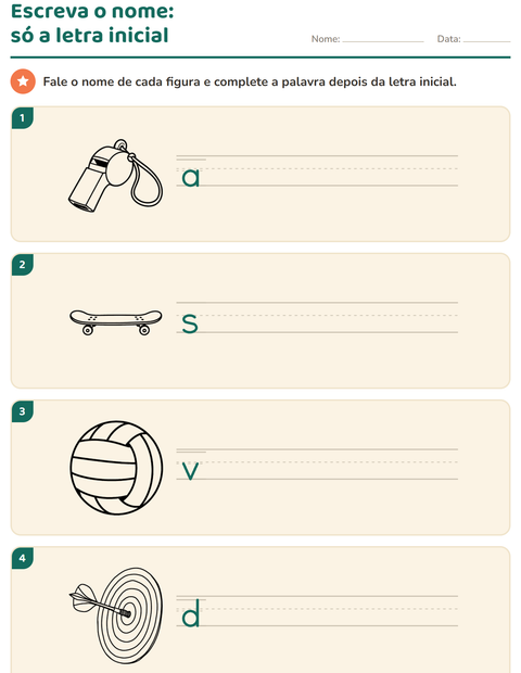 Pré-visualização da ficha de Escreva o nome da figura com Esportes PB para 1º ano do ensino fundamental