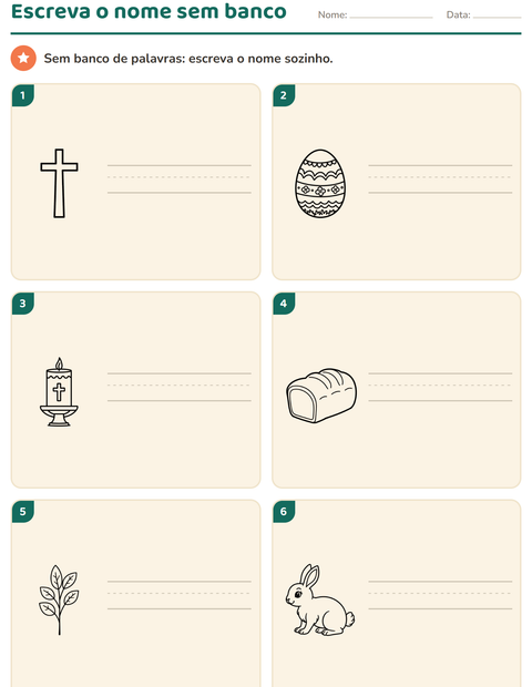 Pré-visualização da ficha de Escreva o nome da figura com Páscoa PB para 1º ano do ensino fundamental