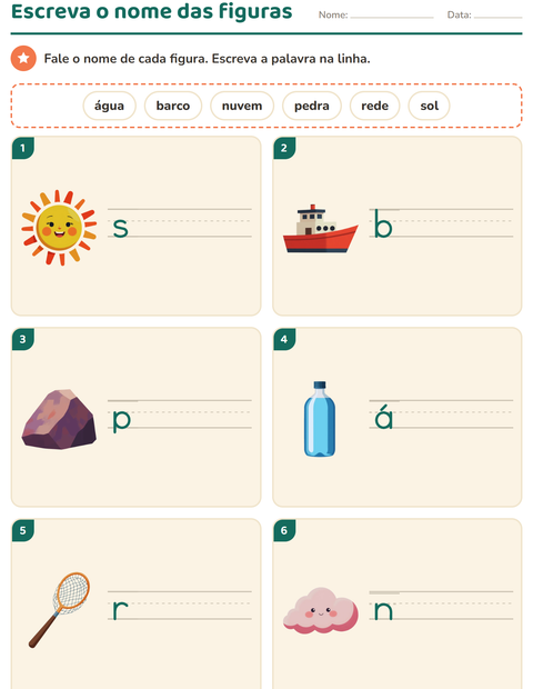 Pré-visualização da ficha de Escreva o nome da figura com Praia para 1º ano do ensino fundamental