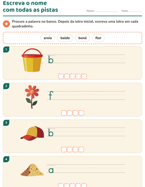 Pré-visualização da ficha de Escreva o nome da figura com Verão para 1º ano do ensino fundamental