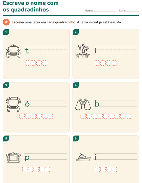 Pré-visualização da ficha de Escreva o nome da figura com Viagens e Férias PB para 1º ano do ensino fundamental