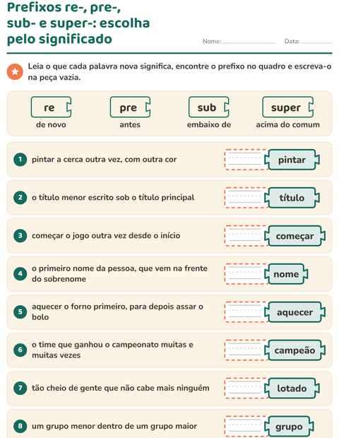 Pré-visualização da ficha de Família de palavras para 2º ano do ensino fundamental