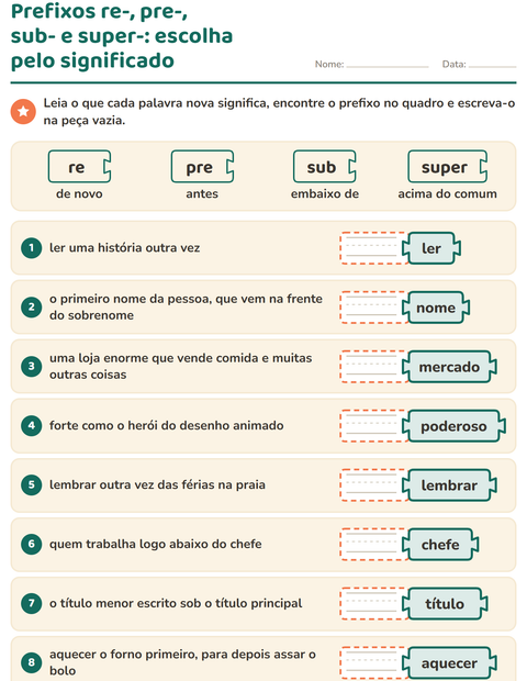 Pré-visualização da ficha de Família de palavras para 2º ano do ensino fundamental