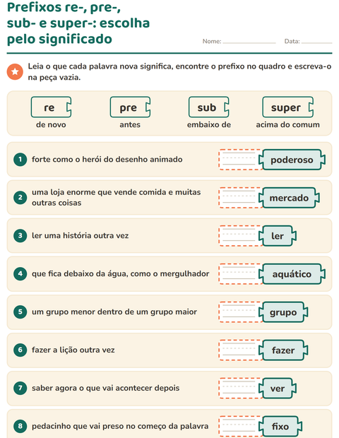 Pré-visualização da ficha de Família de palavras para 2º ano do ensino fundamental