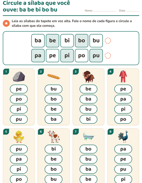 Pré-visualização da ficha de Família silábica para 1º ano do ensino fundamental