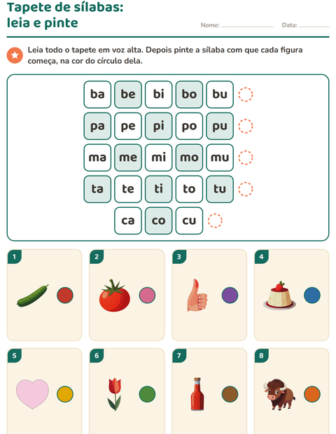Pré-visualização da ficha de Família silábica para 1º ano do ensino fundamental