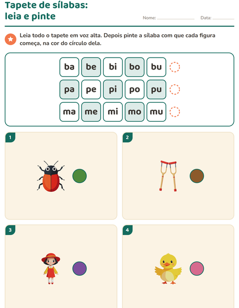 Pré-visualização da ficha de Família silábica para 1º ano do ensino fundamental