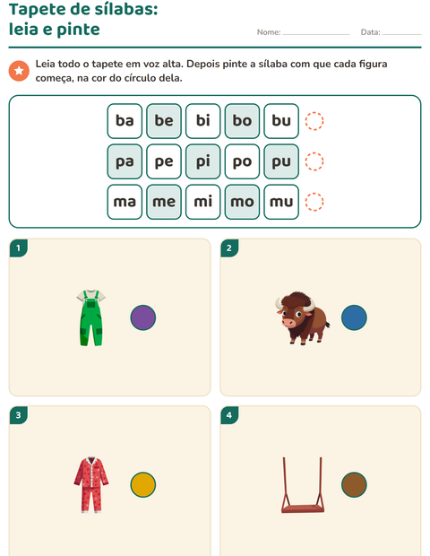 Pré-visualização da ficha de Família silábica para 1º ano do ensino fundamental