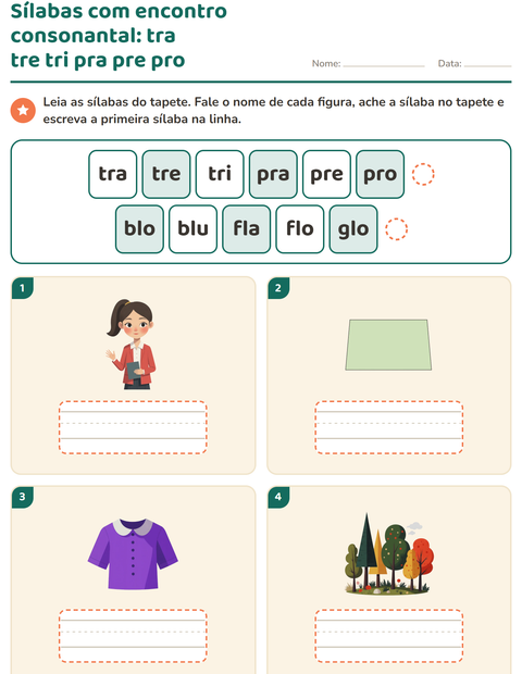 Pré-visualização da ficha de Família silábica para 1º ano do ensino fundamental