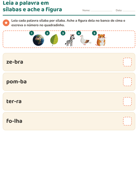Pré-visualização da ficha de Família silábica para 1º ano do ensino fundamental