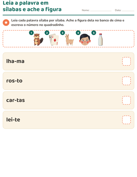 Pré-visualização da ficha de Família silábica para 1º ano do ensino fundamental