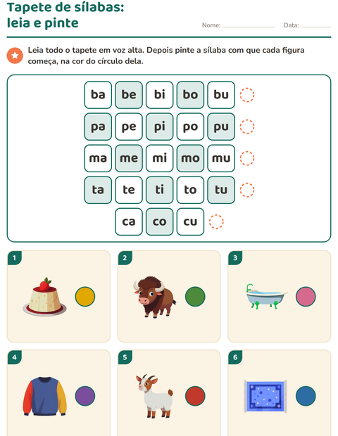 Pré-visualização da ficha de Família silábica para 1º ano do ensino fundamental