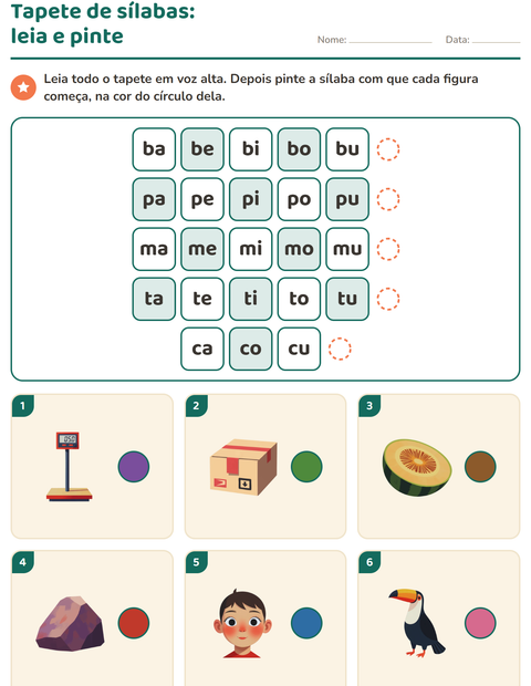 Pré-visualização da ficha de Família silábica para 1º ano do ensino fundamental