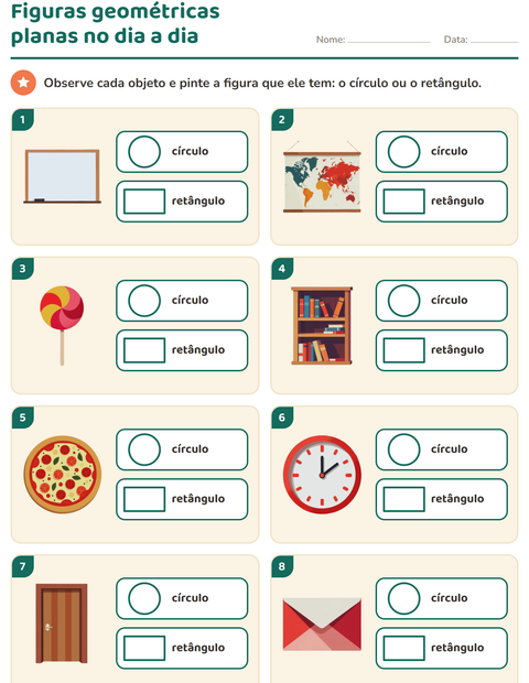 Pré-visualização da ficha de Figuras geométricas planas para Educação infantil (pré-escola, 5-7 anos)