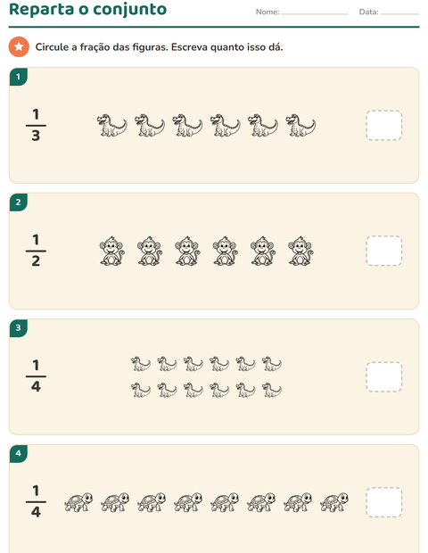 Pré-visualização da ficha de Frações com Animais do zoológico PB para 2º ano do ensino fundamental