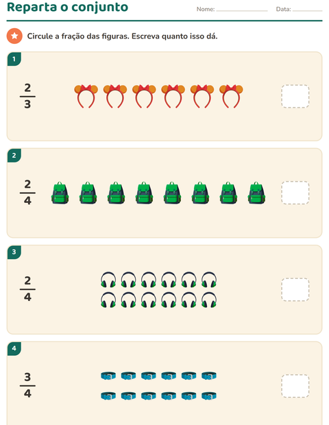 Pré-visualização da ficha de Frações com Acessórios para 2º ano do ensino fundamental