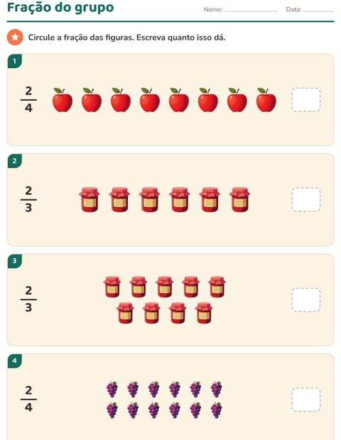 Pré-visualização da ficha de Frações com Café da manhã para 3º ano do ensino fundamental