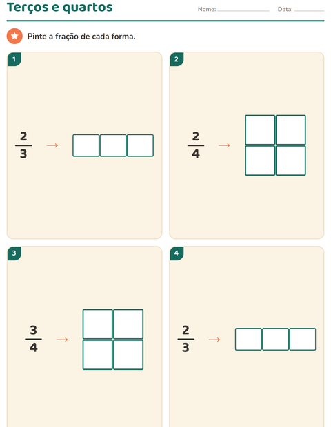 Pré-visualização da ficha de Frações para 2º ano do ensino fundamental