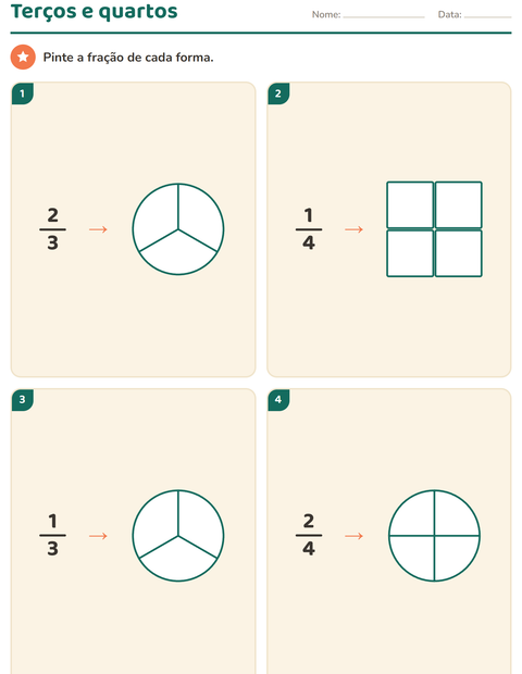 Frações no 2º ano: partes iguais, metades, terços e quartos — 5