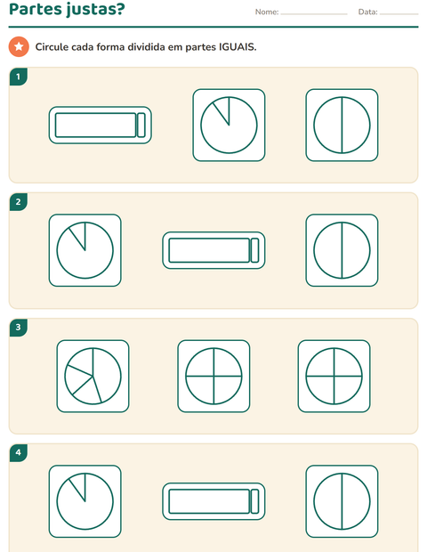 Pré-visualização da ficha de Frações para 2º ano do ensino fundamental