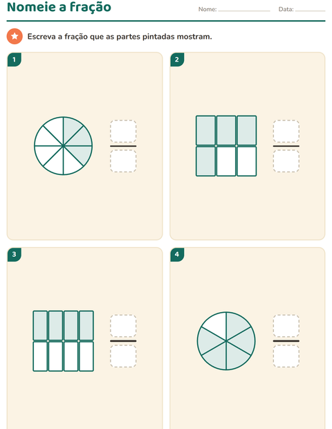 Pré-visualização da ficha de Frações para 3º ano do ensino fundamental