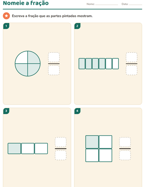 Pré-visualização da ficha de Frações para 3º ano do ensino fundamental