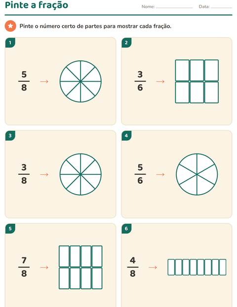 Pré-visualização da ficha de Frações para 3º ano do ensino fundamental