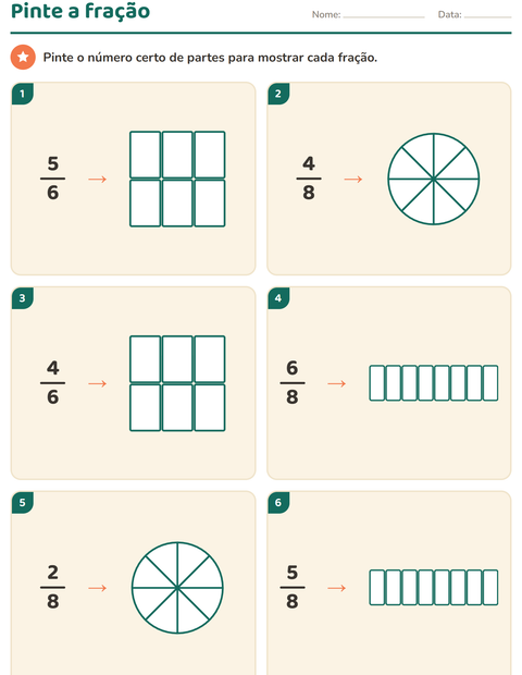 Pré-visualização da ficha de Frações para 3º ano do ensino fundamental