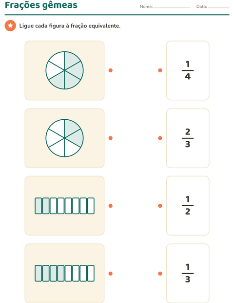 Pré-visualização da ficha de Frações para 3º ano do ensino fundamental