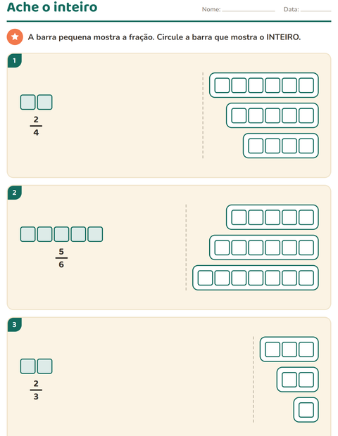 Pré-visualização da ficha de Frações para 3º ano do ensino fundamental