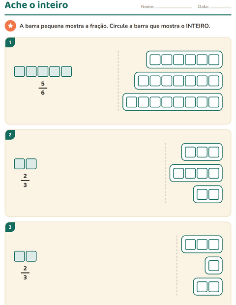 Pré-visualização da ficha de Frações para 3º ano do ensino fundamental