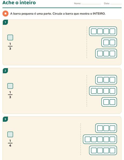 Pré-visualização da ficha de Frações para 3º ano do ensino fundamental