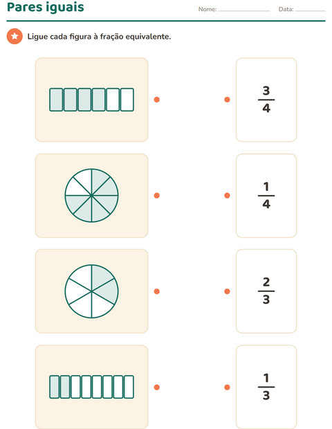 Pré-visualização da ficha de Frações para 3º ano do ensino fundamental