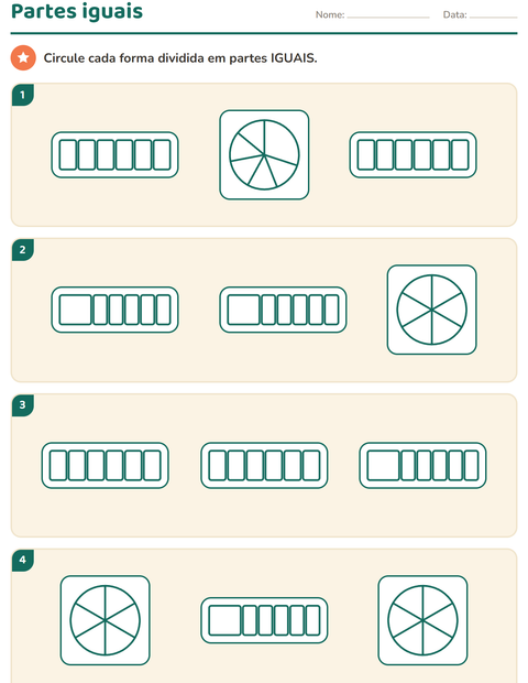 Pré-visualização da ficha de Frações para 3º ano do ensino fundamental