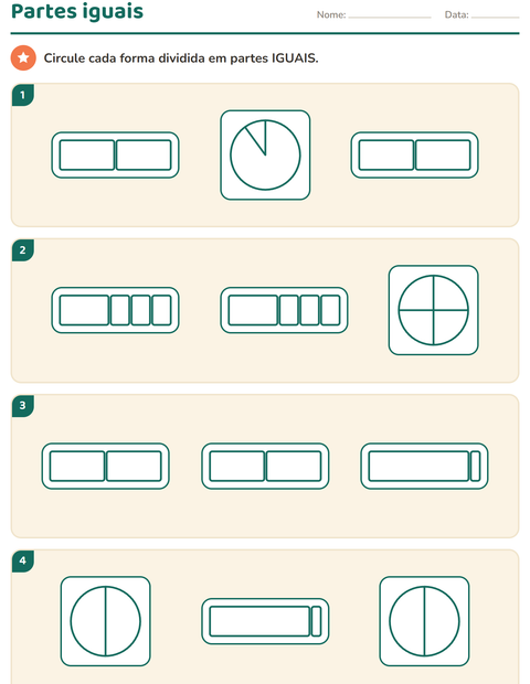 Pré-visualização da ficha de Frações para 3º ano do ensino fundamental