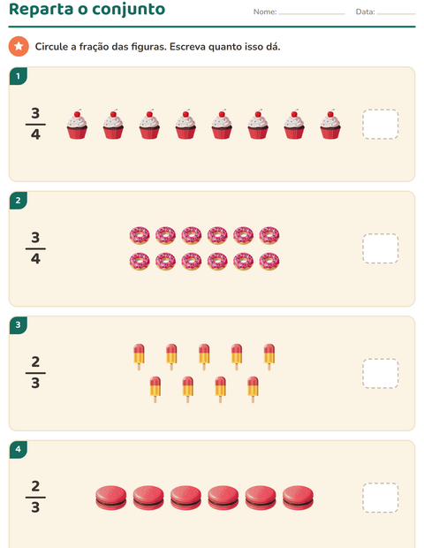 Pré-visualização da ficha de Frações com Sobremesas e doces para 2º ano do ensino fundamental