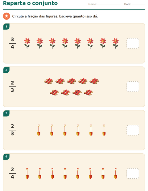Pré-visualização da ficha de Frações com Verão para 2º ano do ensino fundamental