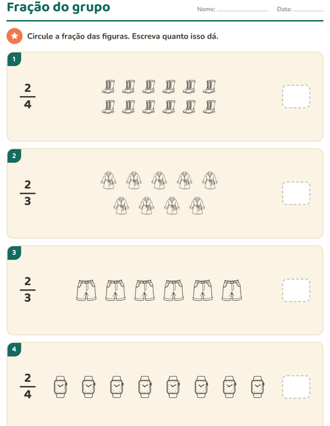 Pré-visualização da ficha de Frações com Vestuário PB para 3º ano do ensino fundamental