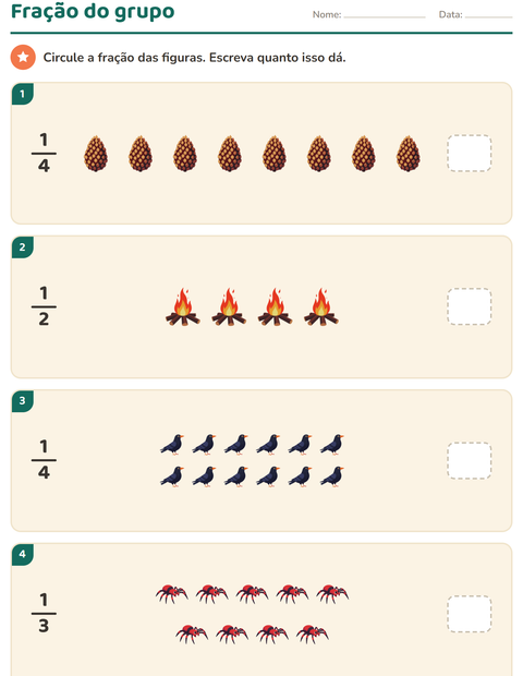 Pré-visualização da ficha de Frações com Diversos para 3º ano do ensino fundamental