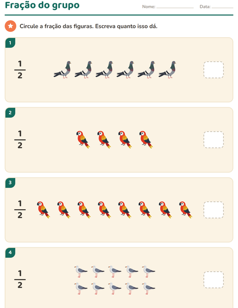 Pré-visualização da ficha de Frações com Coisas que voam para 3º ano do ensino fundamental
