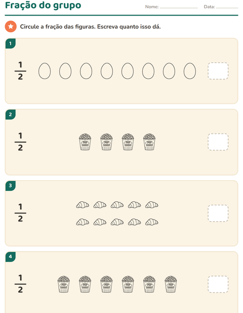 Pré-visualização da ficha de Frações com Comida PB 3 para 3º ano do ensino fundamental