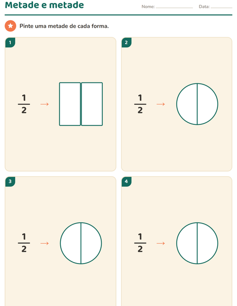 Pré-visualização da ficha de Frações para 2º ano do ensino fundamental