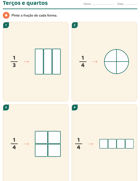 Pré-visualização da ficha de Frações para 2º ano do ensino fundamental