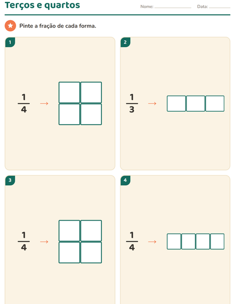 Pré-visualização da ficha de Frações para 2º ano do ensino fundamental