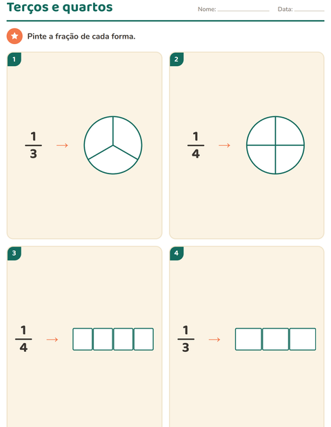 Pré-visualização da ficha de Frações para 2º ano do ensino fundamental