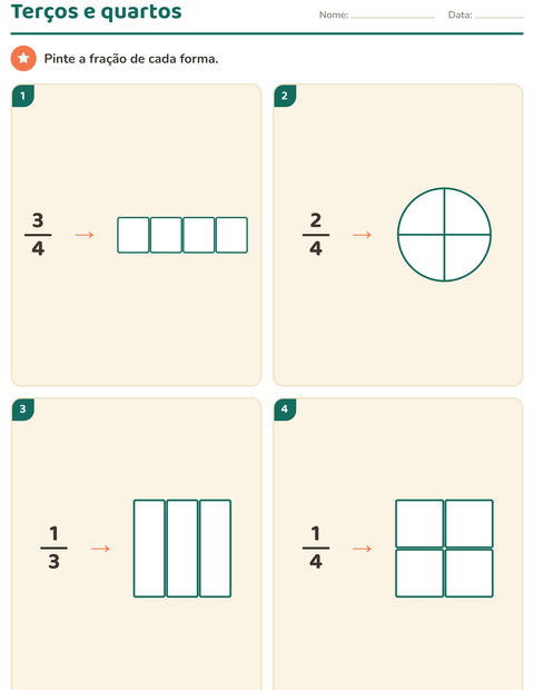 Pré-visualização da ficha de Frações para 2º ano do ensino fundamental