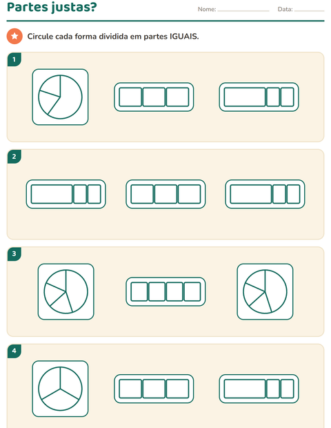 Pré-visualização da ficha de Frações para 2º ano do ensino fundamental